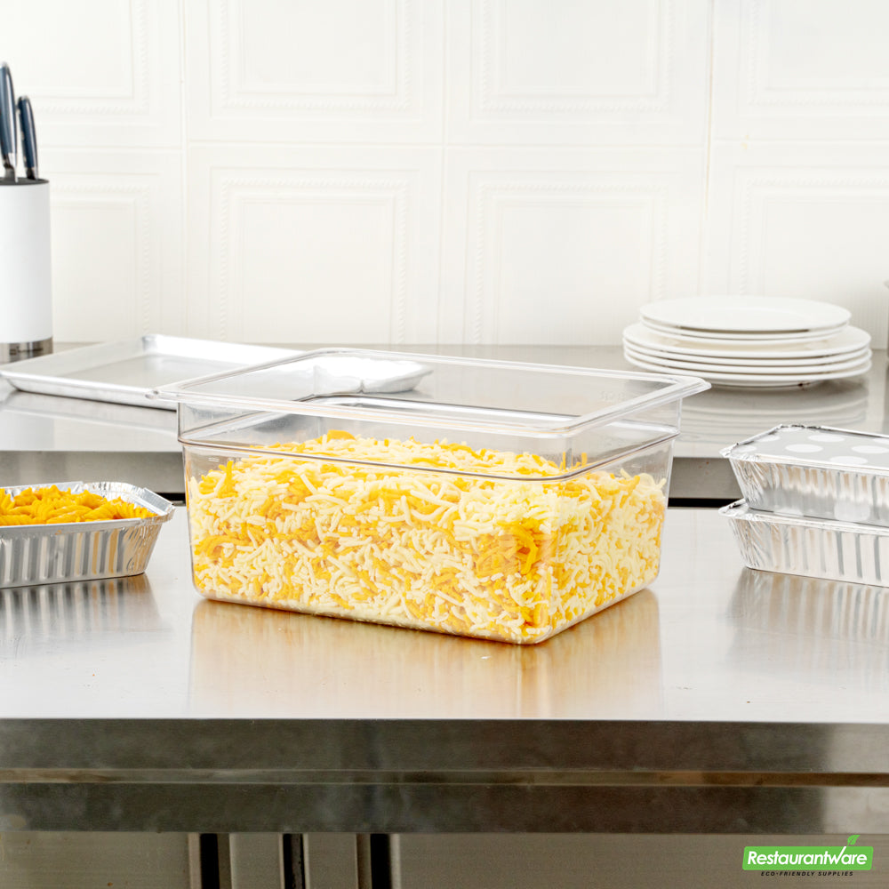 Wholesale Restaurantware Met Lux Rectangle Clear Plastic 1/2 Size Cold Food Storage Container - 6" Depth- Bulk