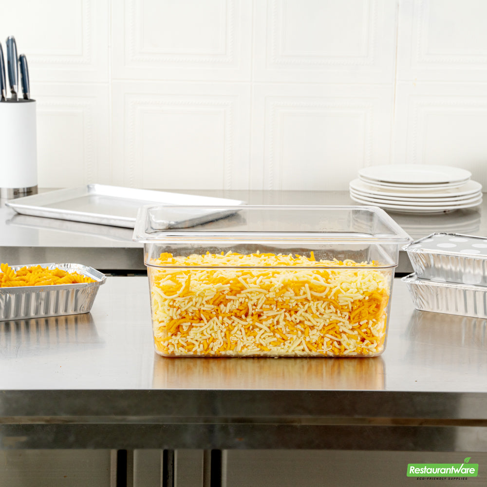 Wholesale Restaurantware Met Lux Rectangle Clear Plastic 1/2 Size Cold Food Storage Container - 6" Depth- Bulk