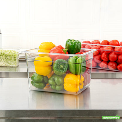 Wholesale Restaurantware Met Lux Rectangle Clear Plastic 1/2 Size Cold Food Storage Container - 8 Depth- Bulk