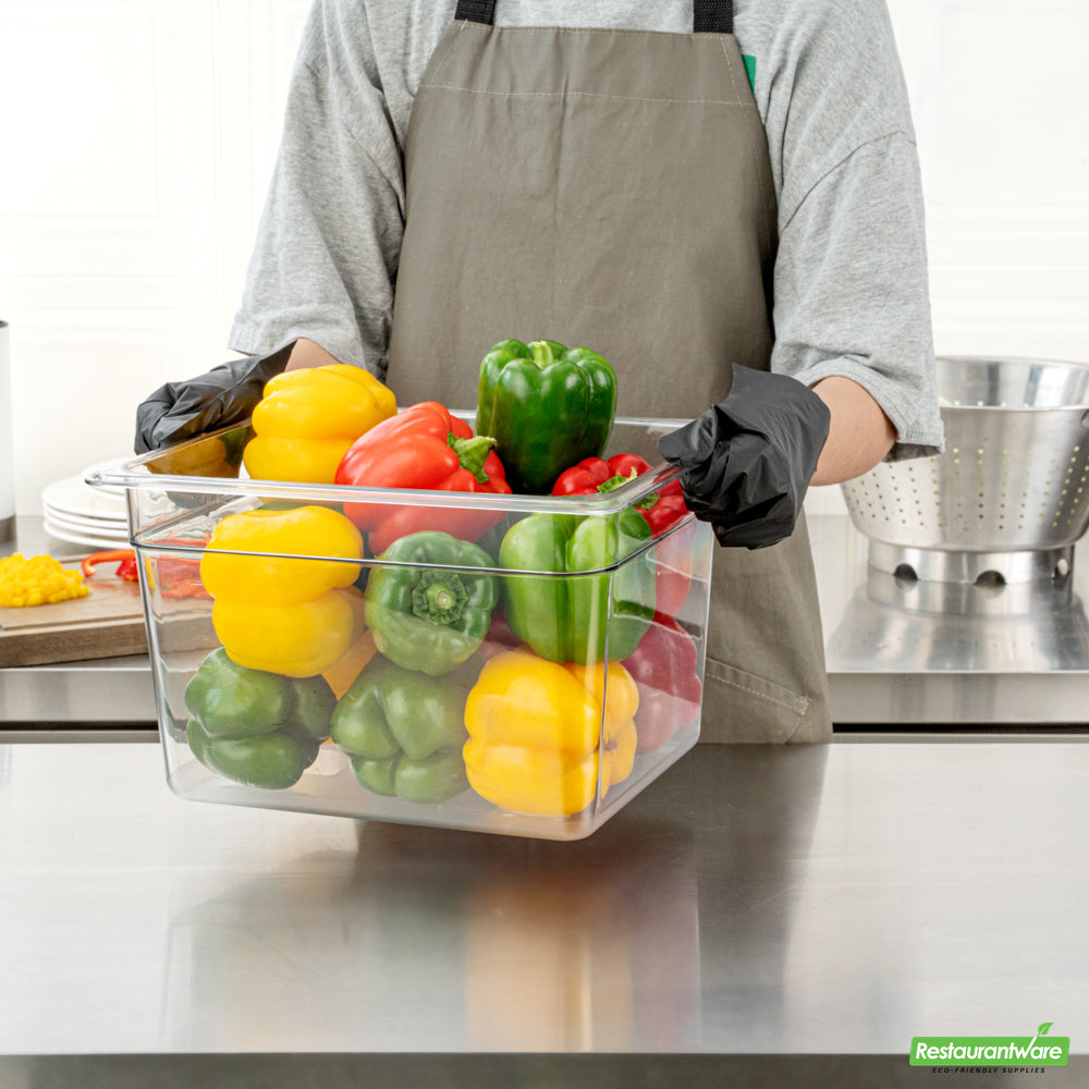 Wholesale Restaurantware Met Lux Rectangle Clear Plastic 1/2 Size Cold Food Storage Container - 8 Depth- Bulk