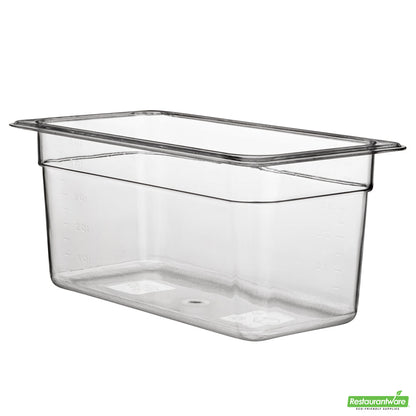 Wholesale Restaurantware Met Lux Rectangle Clear Plastic 1/3 Size Cold Food Storage Container - 6" Depth- Bulk