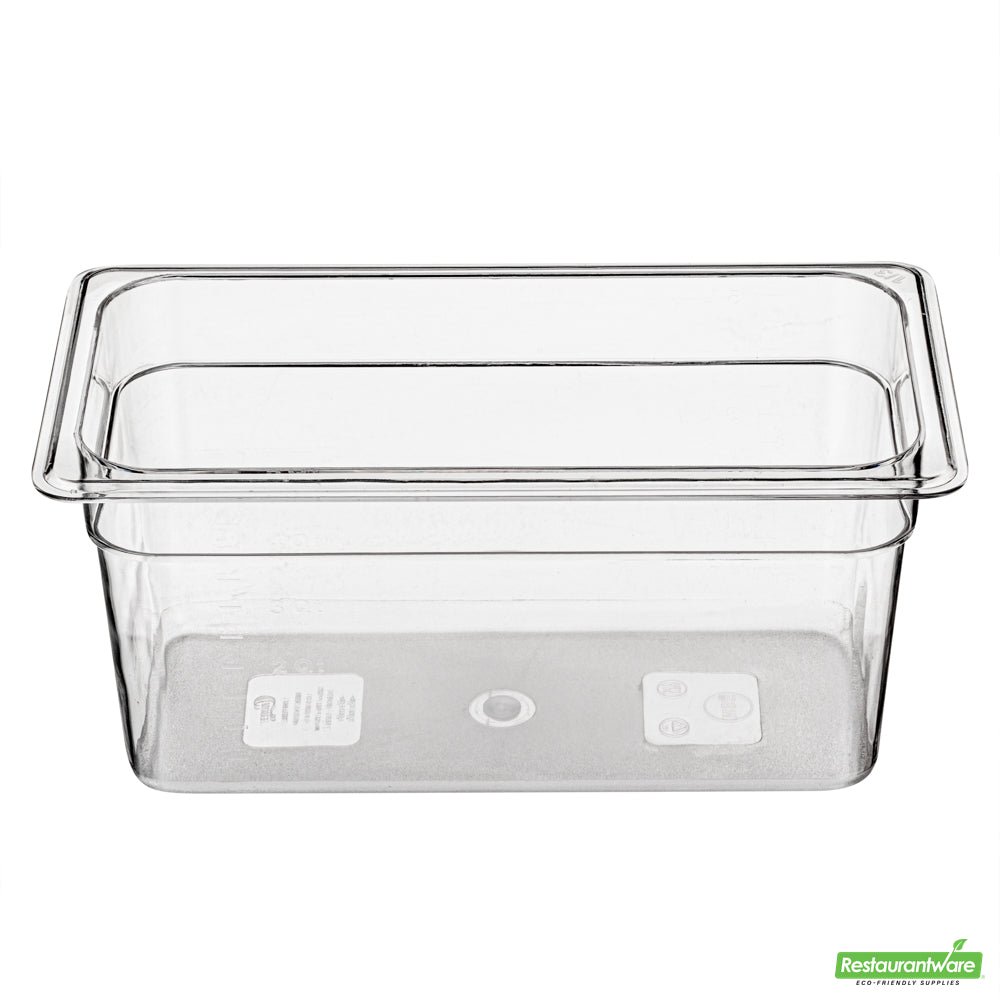 Wholesale Restaurantware Met Lux Rectangle Clear Plastic 1/3 Size Cold Food Storage Container - 6" Depth- Bulk