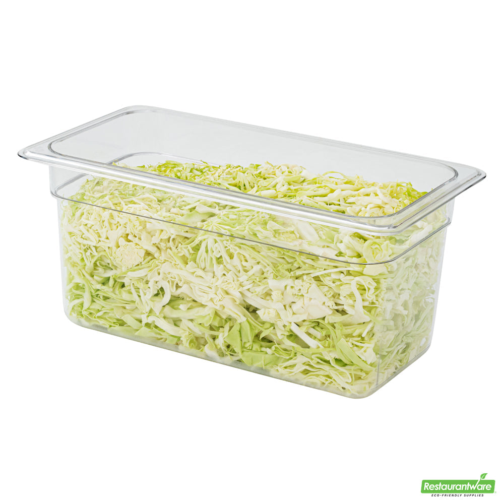 Wholesale Restaurantware Met Lux Rectangle Clear Plastic 1/3 Size Cold Food Storage Container - 6" Depth- Bulk
