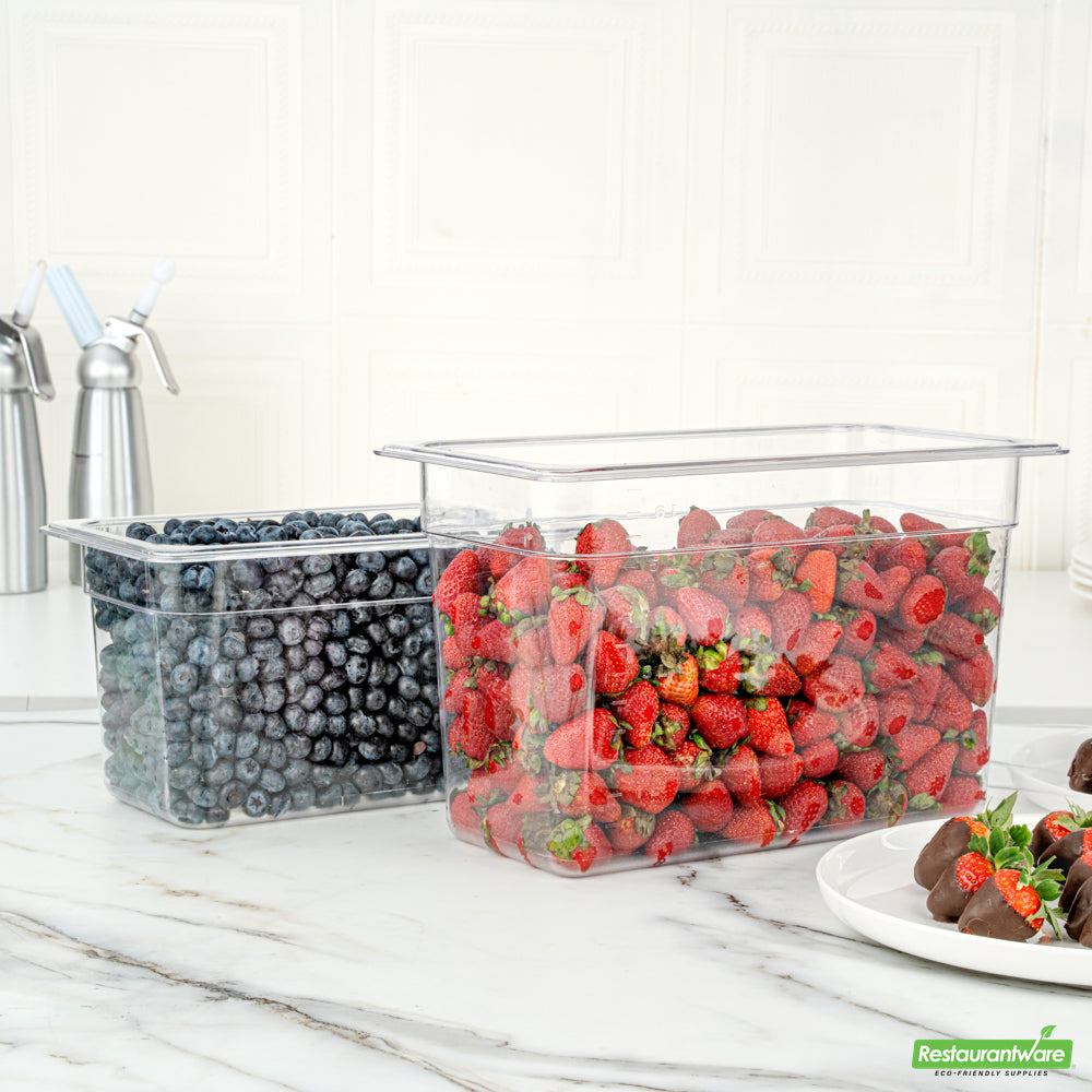 Wholesale Restaurantware Met Lux Rectangle Clear Plastic 1/3 Size Cold Food Storage Container - 8 Depth- Bulk