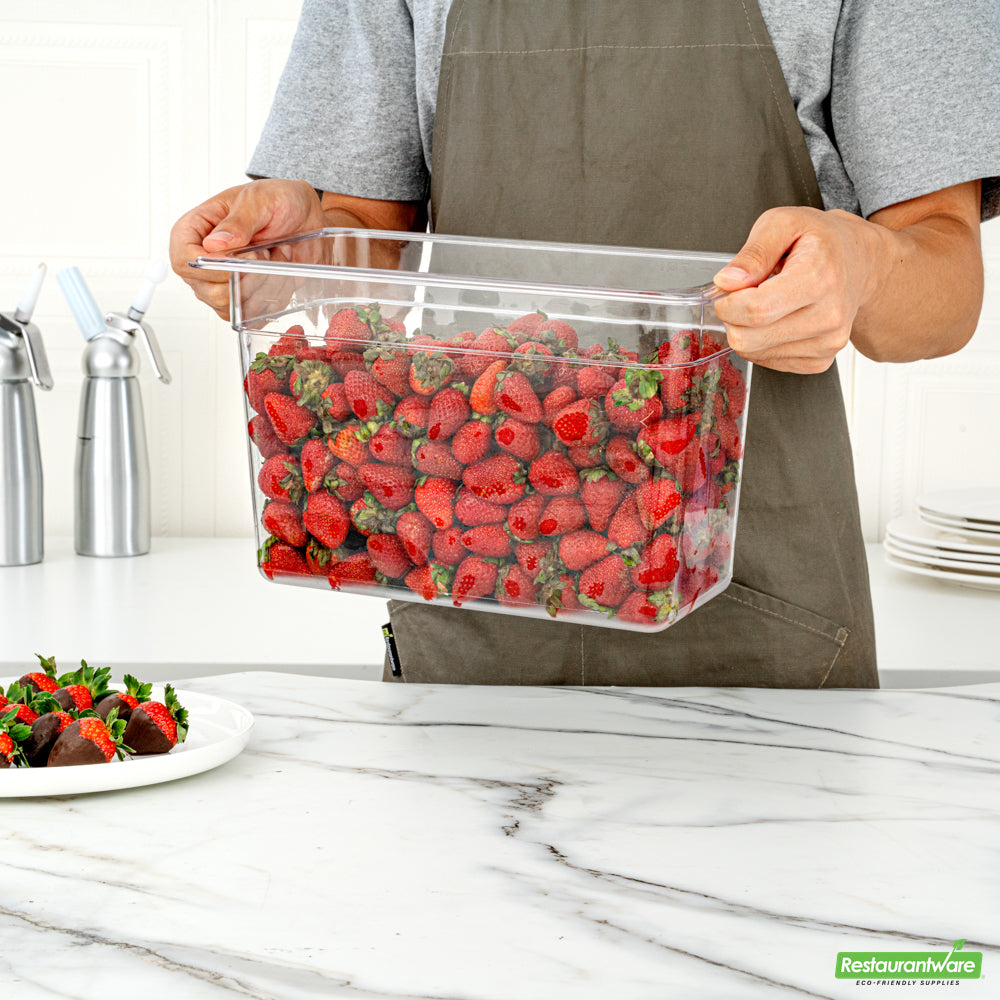 Wholesale Restaurantware Met Lux Rectangle Clear Plastic 1/3 Size Cold Food Storage Container - 8 Depth- Bulk