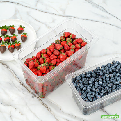 Wholesale Restaurantware Met Lux Rectangle Clear Plastic 1/3 Size Cold Food Storage Container - 8 Depth- Bulk