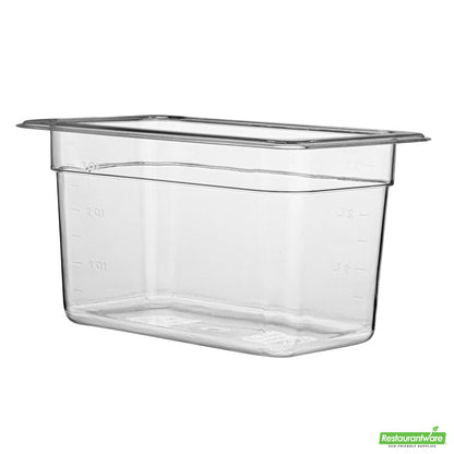 Wholesale Restaurantware Met Lux Rectangle Clear Plastic 1/4 Size Cold Food Storage Container - 6 Depth- Bulk