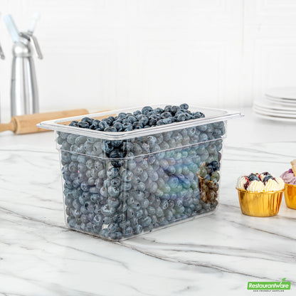 Wholesale Restaurantware Met Lux Rectangle Clear Plastic 1/4 Size Cold Food Storage Container - 6 Depth- Bulk