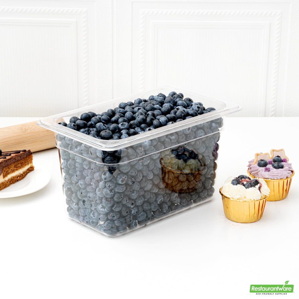 Wholesale Restaurantware Met Lux Rectangle Clear Plastic 1/4 Size Cold Food Storage Container - 6 Depth- Bulk