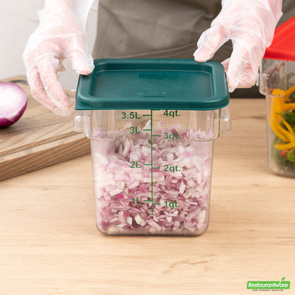 Wholesale Restaurantware Met Lux Square Green Plastic Food Storage Container Lid - Fits 2 and 4 Qt- Bulk