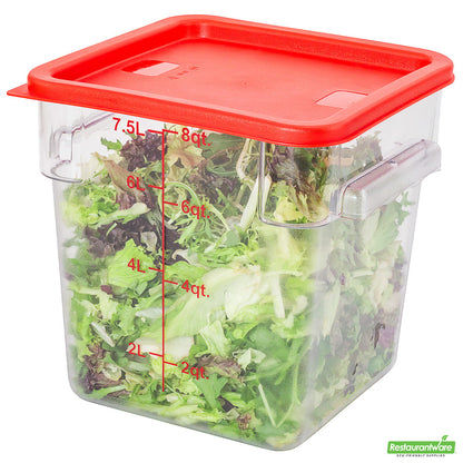 Wholesale Restaurantware Met Lux Square Red Plastic Food Storage Container Lid - Fits 6 and 8 Qt- Bulk