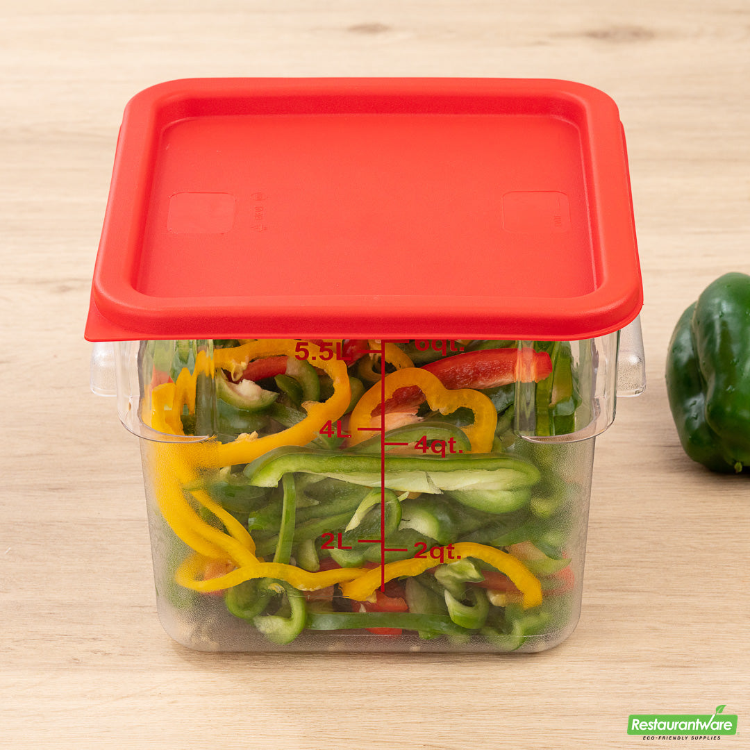 Wholesale Restaurantware Met Lux Square Red Plastic Food Storage Container Lid - Fits 6 and 8 Qt- Bulk