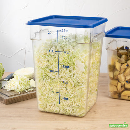Wholesale Restaurantware Met Lux Square Blue Plastic Food Storage Container Lid - Fits 12, 18 and 22 Qt- Bulk
