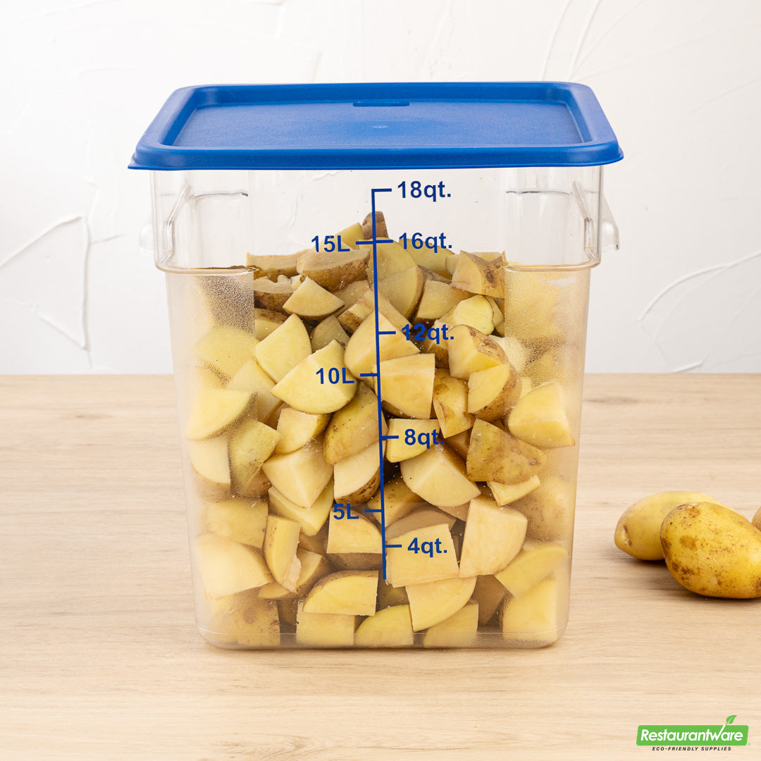 Wholesale Restaurantware Met Lux Square Blue Plastic Food Storage Container Lid - Fits 12, 18 and 22 Qt- Bulk