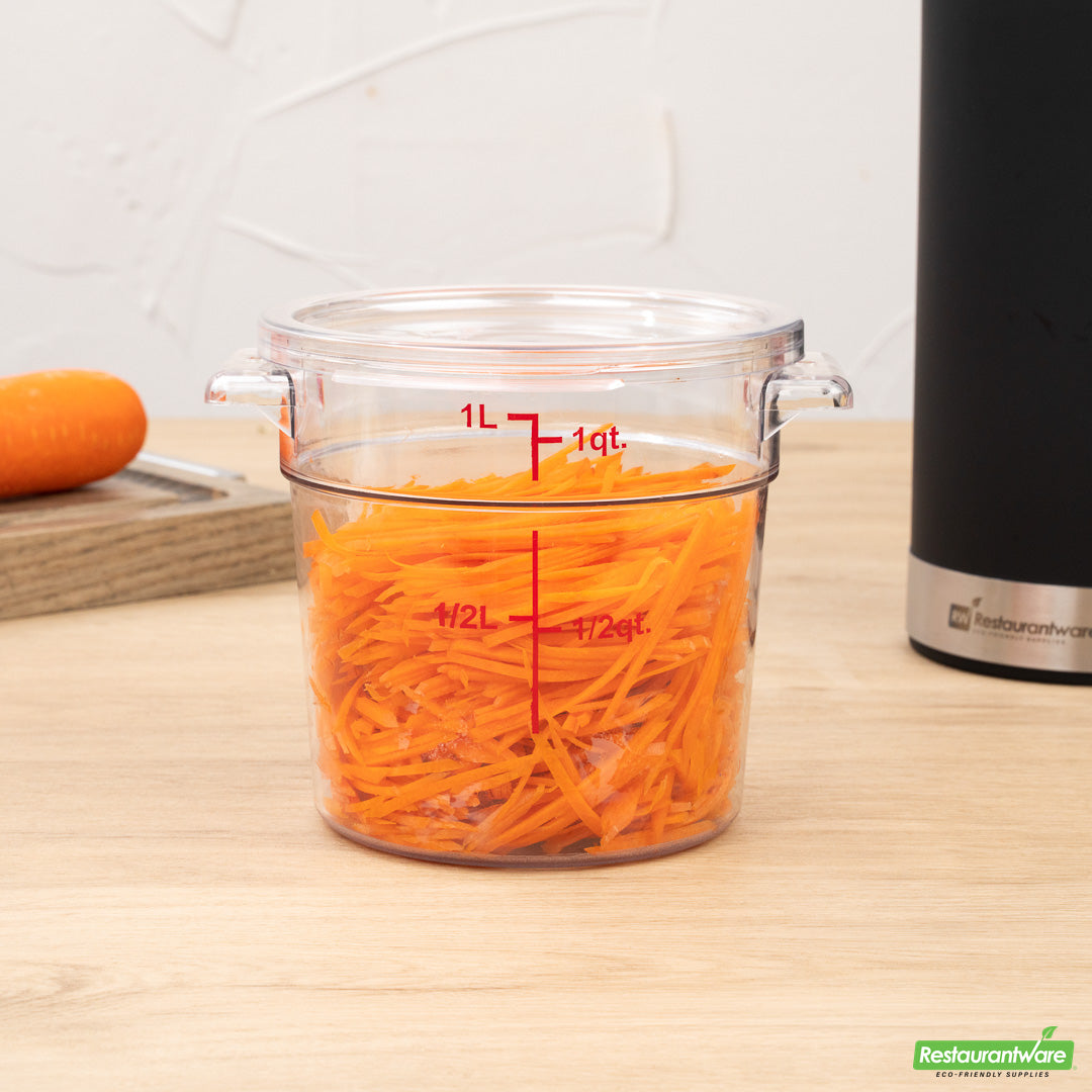 Wholesale Restaurantware Met Lux 1 qt Round Clear Plastic Food Storage Container Lid - Fits 1 qt- Bulk
