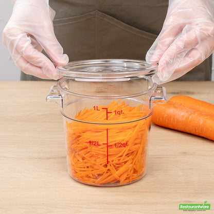 Wholesale Restaurantware Met Lux 1 qt Round Clear Plastic Food Storage Container Lid - Fits 1 qt- Bulk