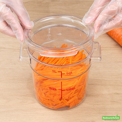 Wholesale Restaurantware Met Lux 1 qt Round Clear Plastic Food Storage Container Lid - Fits 1 qt- Bulk