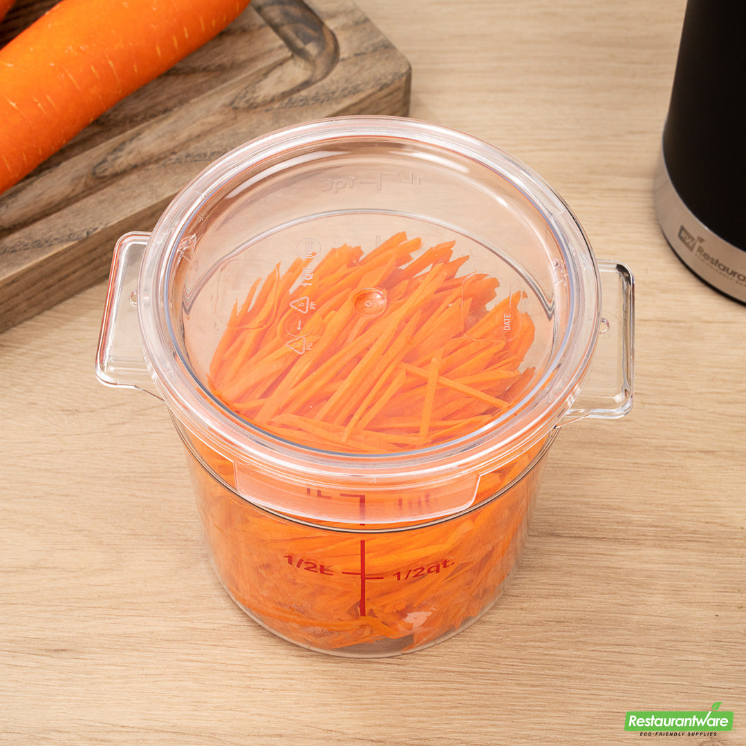 Wholesale Restaurantware Met Lux 1 qt Round Clear Plastic Food Storage Container Lid - Fits 1 qt- Bulk