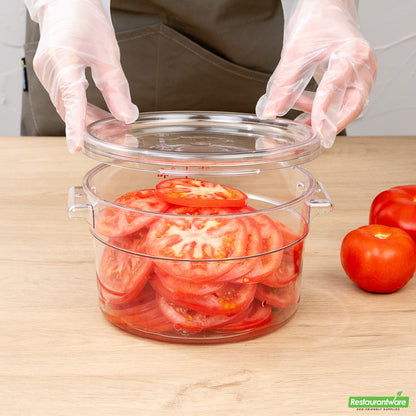 Wholesale Restaurantware Met Lux Round Clear Plastic Food Storage Container Lid - Fits 2 and 4 Qt- Bulk