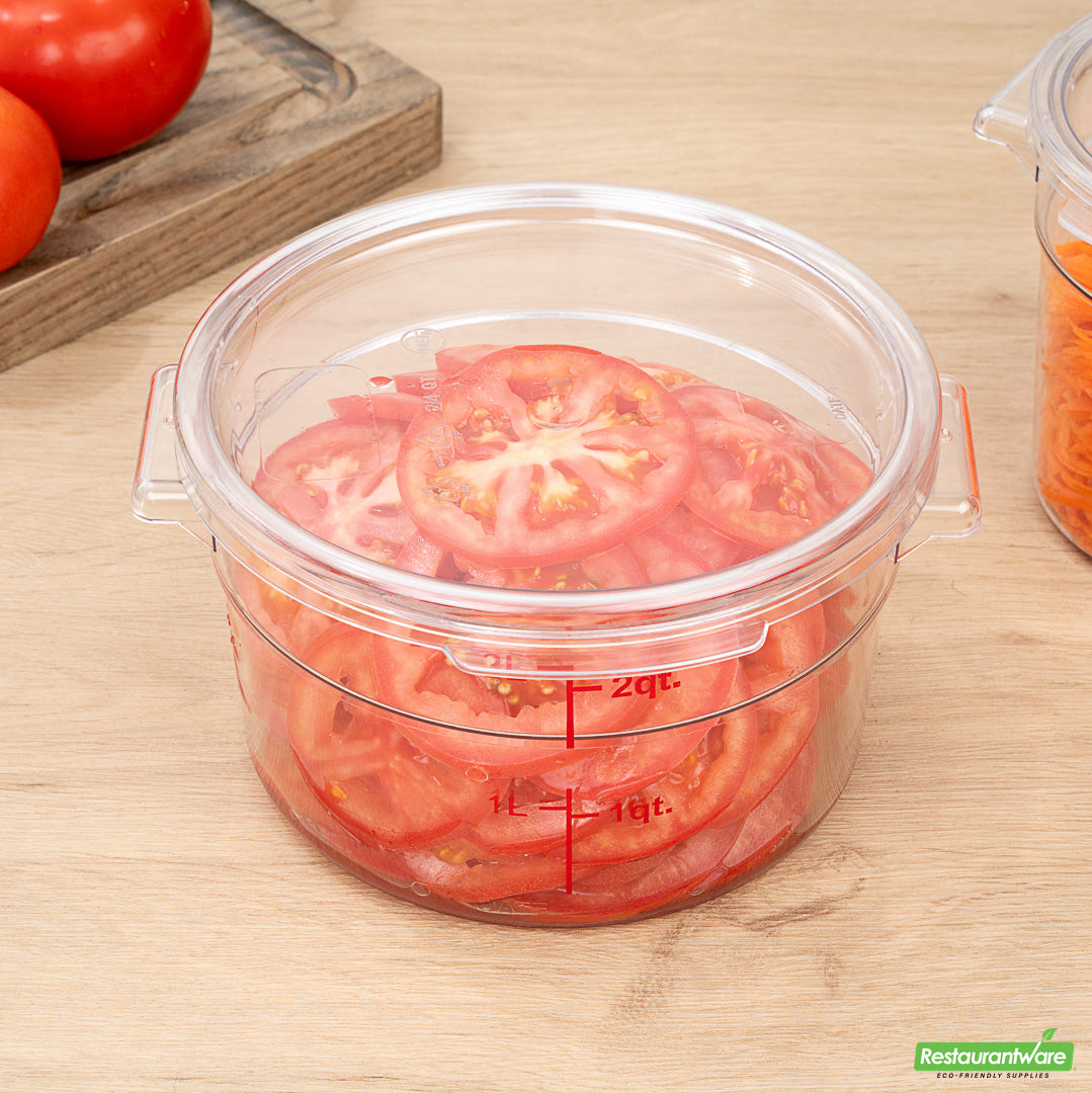 Wholesale Restaurantware Met Lux Round Clear Plastic Food Storage Container Lid - Fits 2 and 4 Qt- Bulk