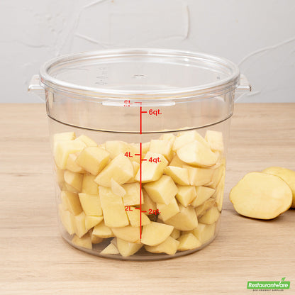 Wholesale Restaurantware Met Lux Round Clear Plastic Food Storage Container Lid - Fits 6 and 8 Qt- Bulk