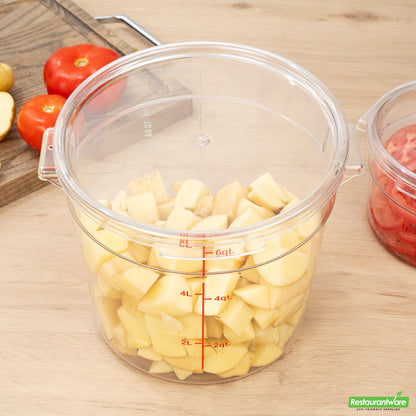 Wholesale Restaurantware Met Lux Round Clear Plastic Food Storage Container Lid - Fits 6 and 8 Qt- Bulk