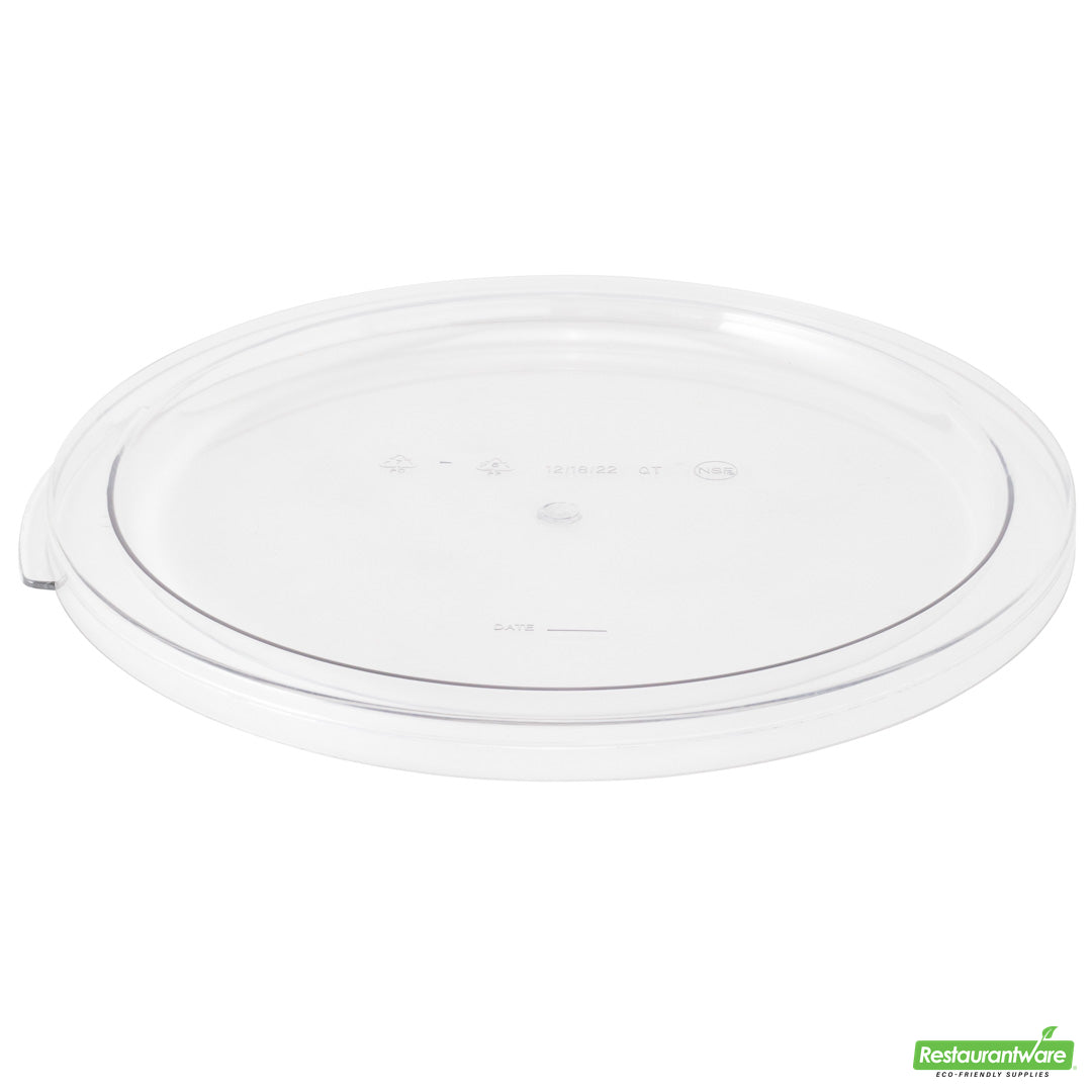 Wholesale Restaurantware Met Lux Round Clear Plastic Food Storage Container Lid - Fits 12, 18 and 22 Qt- Bulk