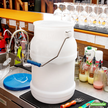 Wholesale Restaurantware Met Lux 5 Gal Round White Plastic Ice Tote - with Lid, Mounting Bracket- Bulk