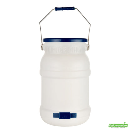 Wholesale Restaurantware Met Lux 5 Gal Round White Plastic Ice Tote - with Lid, Mounting Bracket- Bulk