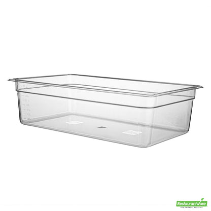 Wholesale Restaurantware Met Lux Rectangle Clear Plastic Full Size Cold Food Storage Container - 6" Depth- Bulk