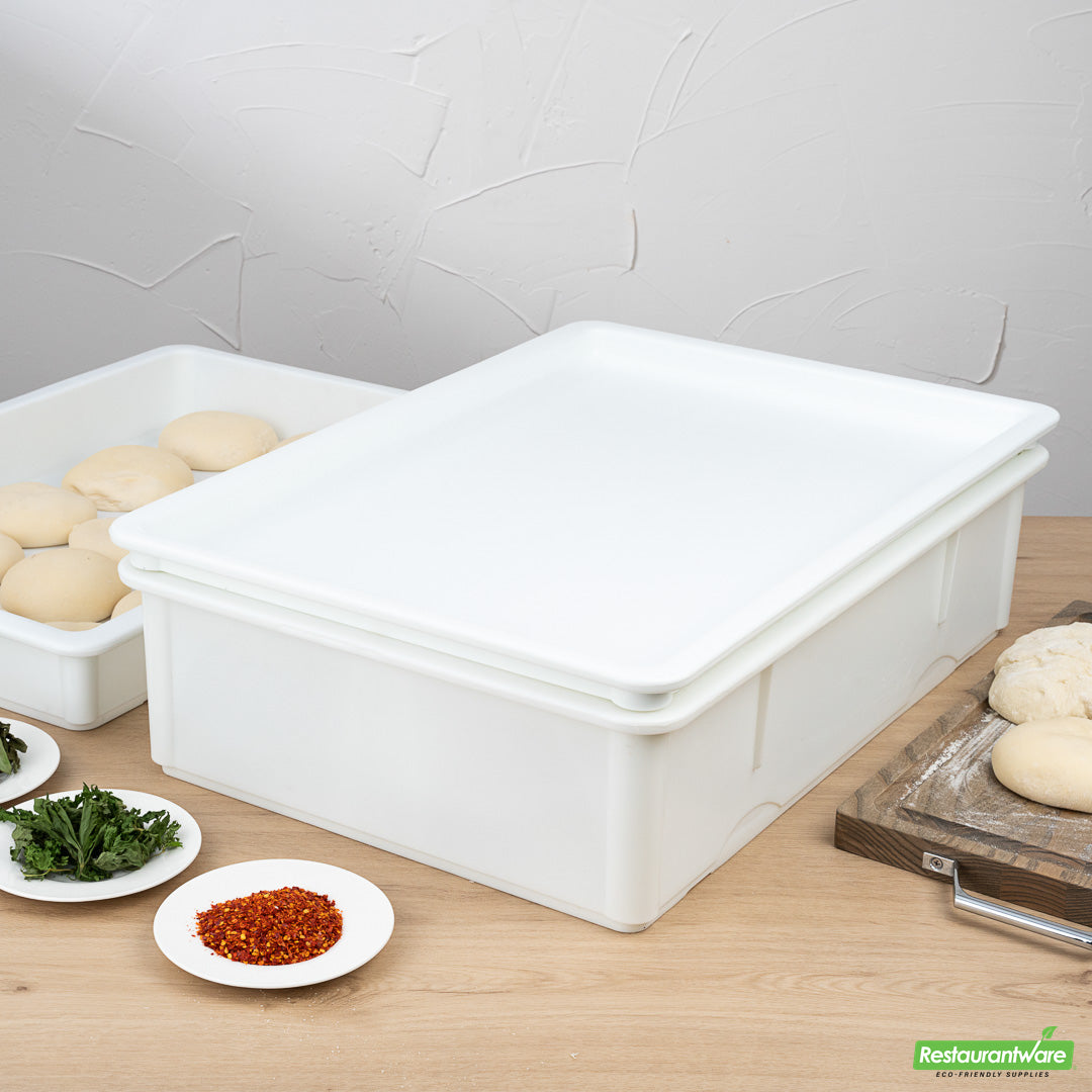 Wholesale Restaurantware Rectangle White Plastic Lid - Fits Pizza Dough Proofing Box- Bulk