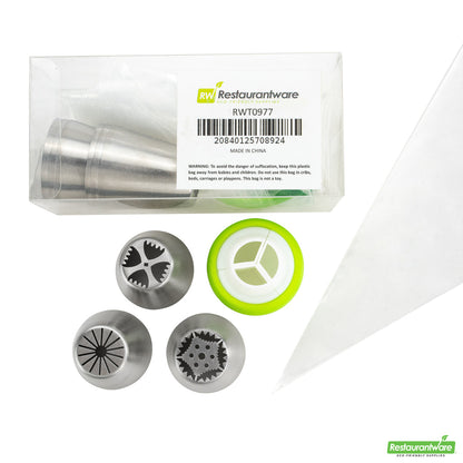 Wholesale Restaurantware Pastry Tek Stainless Steel Russian Piping Tip Decorating Set - 20-Piece- Bulk