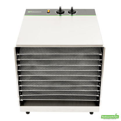 Wholesale Restaurantware Hi Tek Stainless Steel 10-Tray Food Dehydrator - Removable Door, 120V, 1000W- Bulk