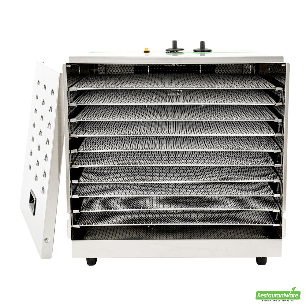 Wholesale Restaurantware Hi Tek Stainless Steel 10-Tray Food Dehydrator - Removable Door, 120V, 1000W- Bulk