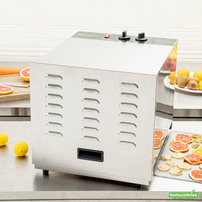Wholesale Restaurantware Hi Tek Stainless Steel 10-Tray Food Dehydrator - Removable Door, 120V, 1000W- Bulk