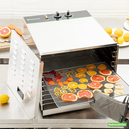 Wholesale Restaurantware Hi Tek Stainless Steel 10-Tray Food Dehydrator - Removable Door, 120V, 1000W- Bulk