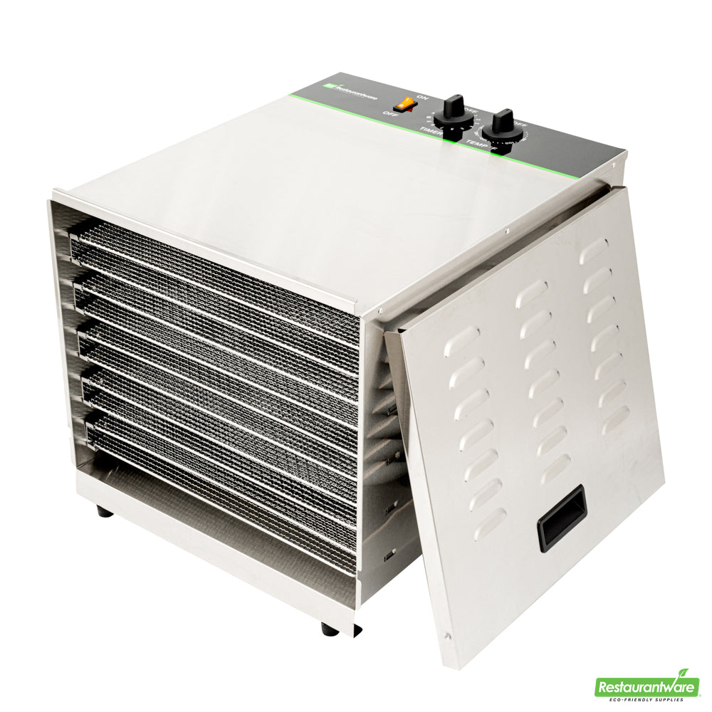 Wholesale Restaurantware Hi Tek Stainless Steel 10-Tray Food Dehydrator - Removable Door, 120V, 1000W- Bulk