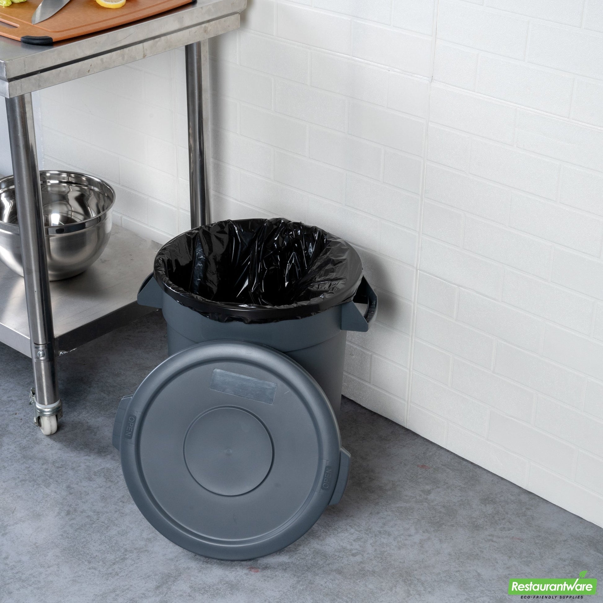 Wholesale Restaurantware Gray Plastic Commercial Trash Can / Ingredient Bin Lid - Fits 10 Gal- Bulk