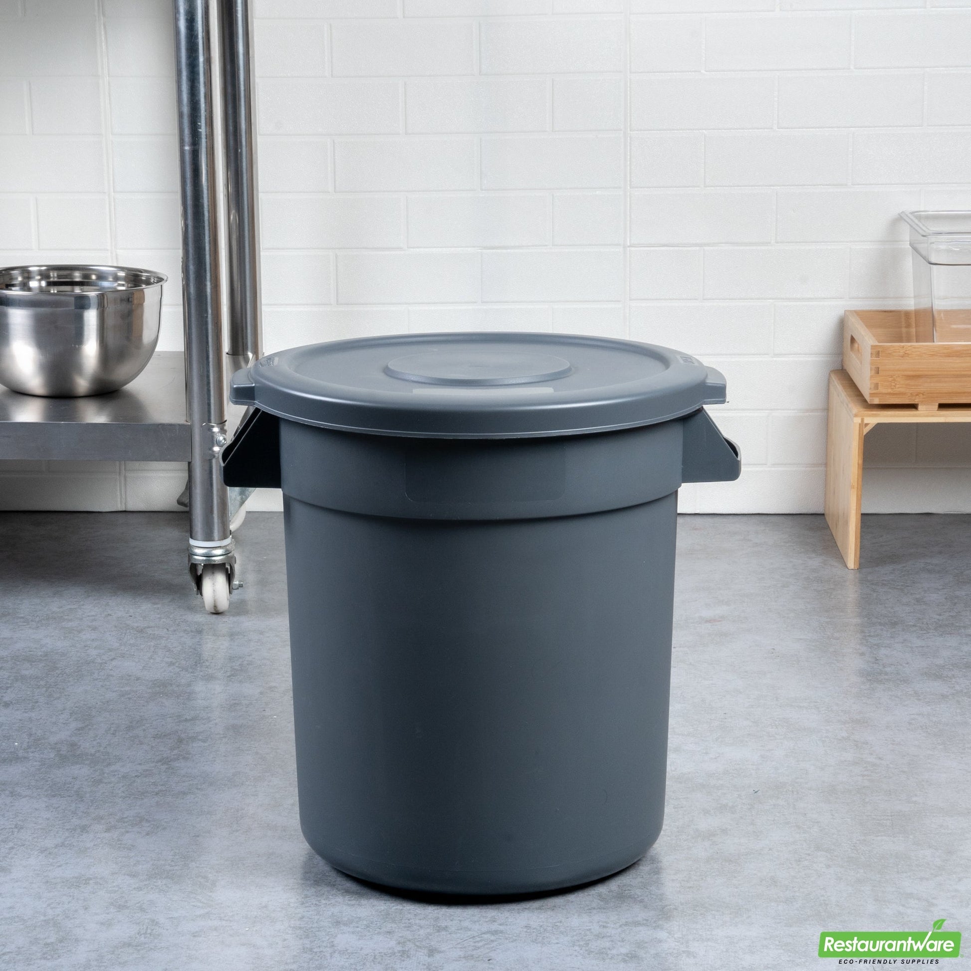 Wholesale Restaurantware Gray Plastic Commercial Trash Can / Ingredient Bin Lid - Fits 10 Gal- Bulk