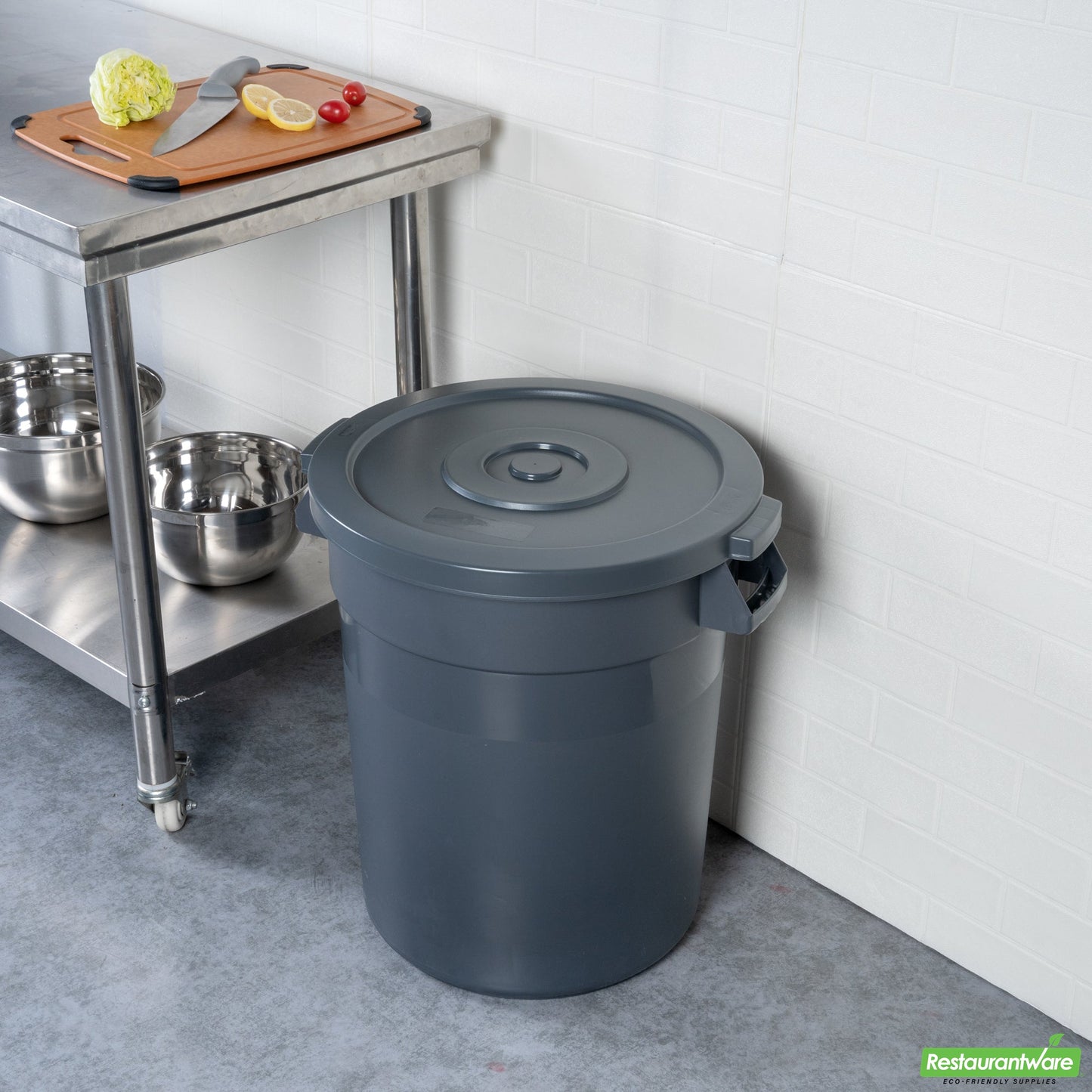 Wholesale Restaurantware Gray Plastic Commercial Trash Can / Ingredient Bin Lid - Fits 20 Gal- Bulk