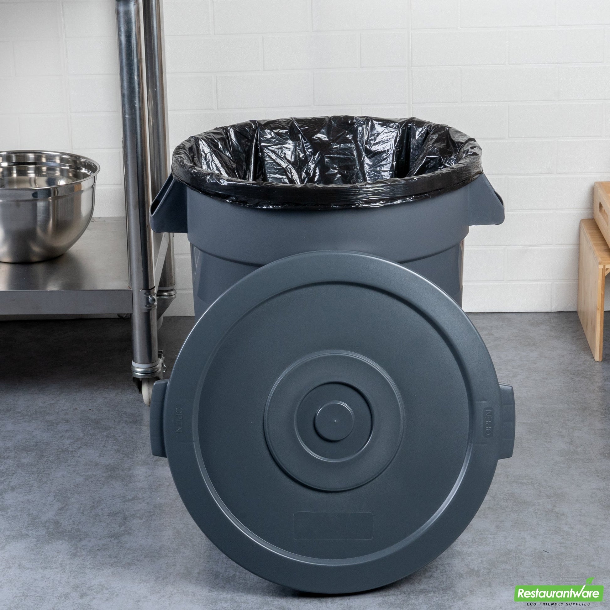 Wholesale Restaurantware Gray Plastic Commercial Trash Can / Ingredient Bin Lid - Fits 20 Gal- Bulk