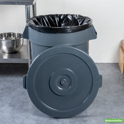 Wholesale Restaurantware Gray Plastic Commercial Trash Can / Ingredient Bin Lid - Fits 32 Gal- Bulk