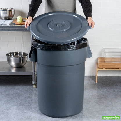 Wholesale Restaurantware Gray Plastic Commercial Trash Can / Ingredient Bin Lid - Fits 44 Gal- Bulk
