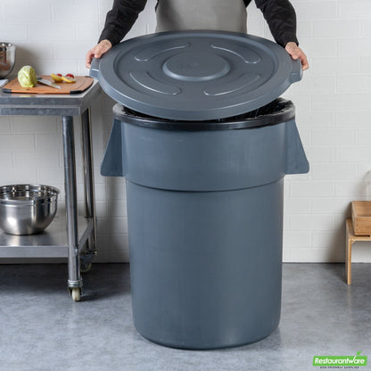 Wholesale Restaurantware Gray Plastic Commercial Trash Can / Ingredient Bin Lid - Fits 55 Gal- Bulk