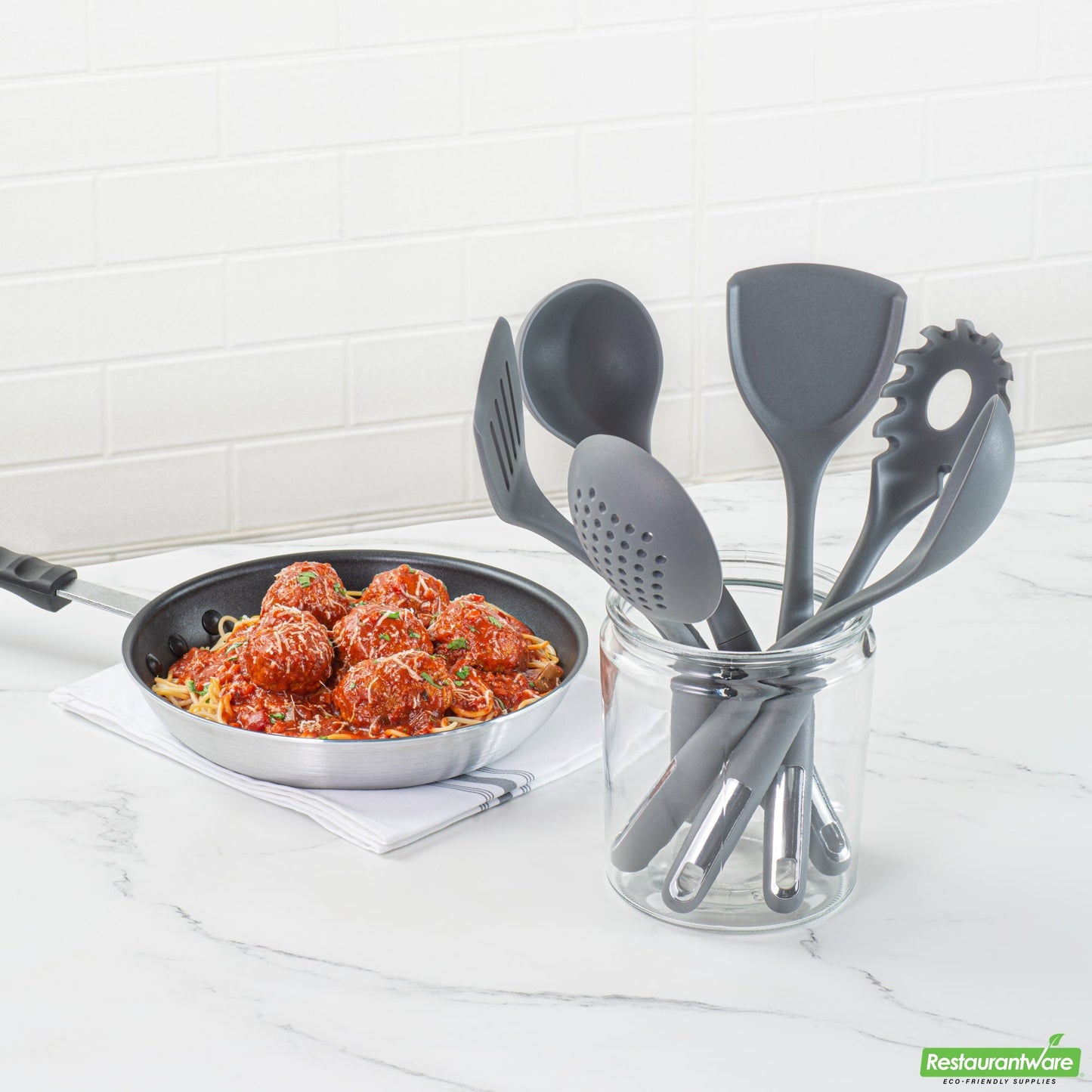 Wholesale Restaurantware Met Lux Dark Gray Silicone Cooking Utensil Set - 6-Piece- Bulk