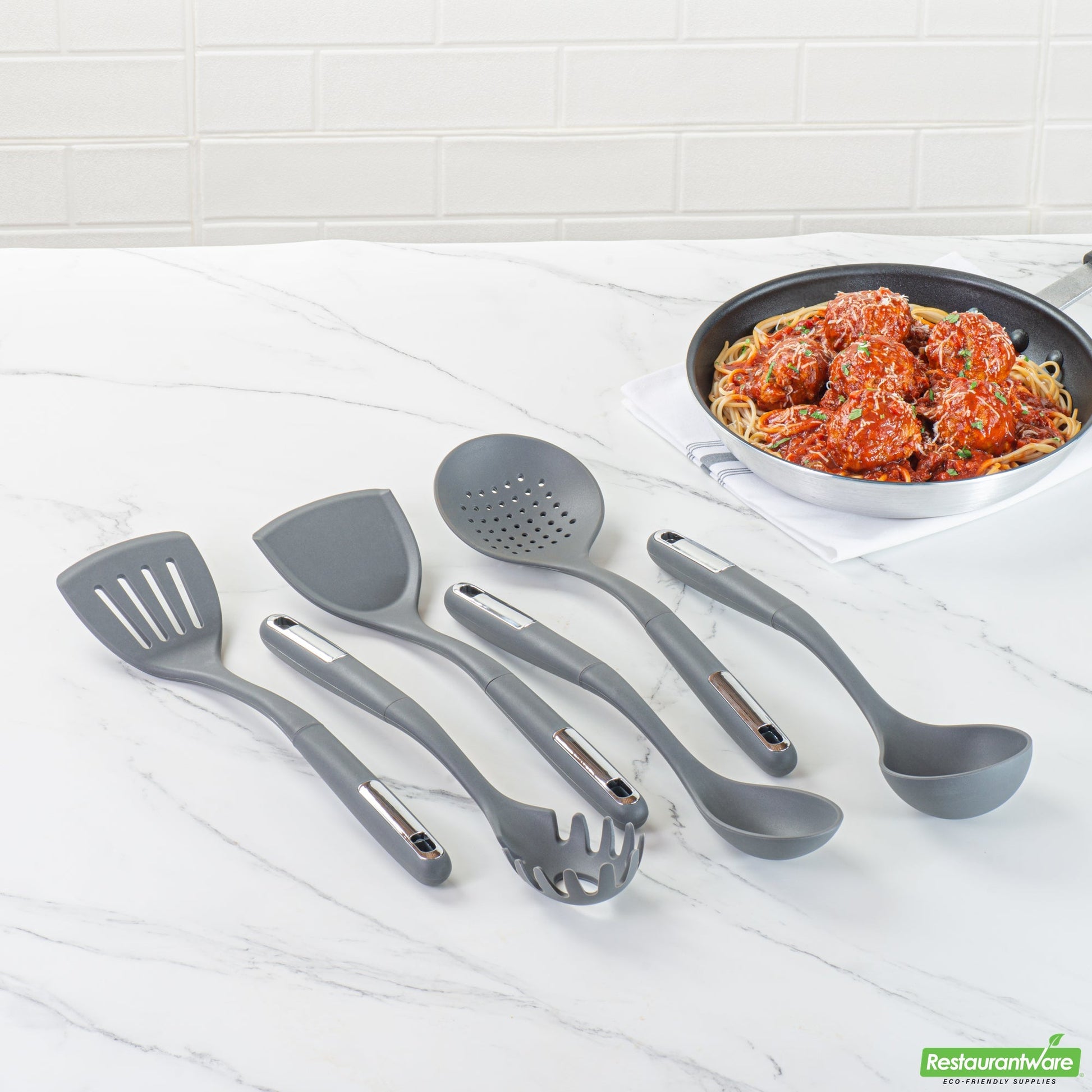 Wholesale Restaurantware Met Lux Dark Gray Silicone Cooking Utensil Set - 6-Piece- Bulk