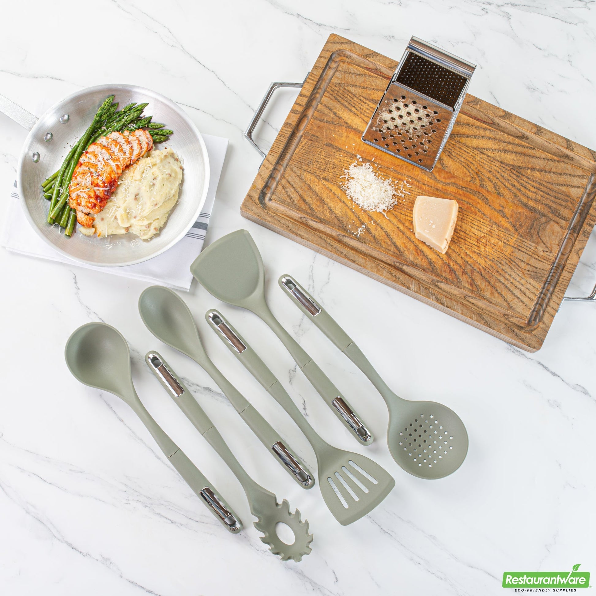 Wholesale Restaurantware Met Lux Green Silicone Cooking Utensil Set - 6-Piece- Bulk