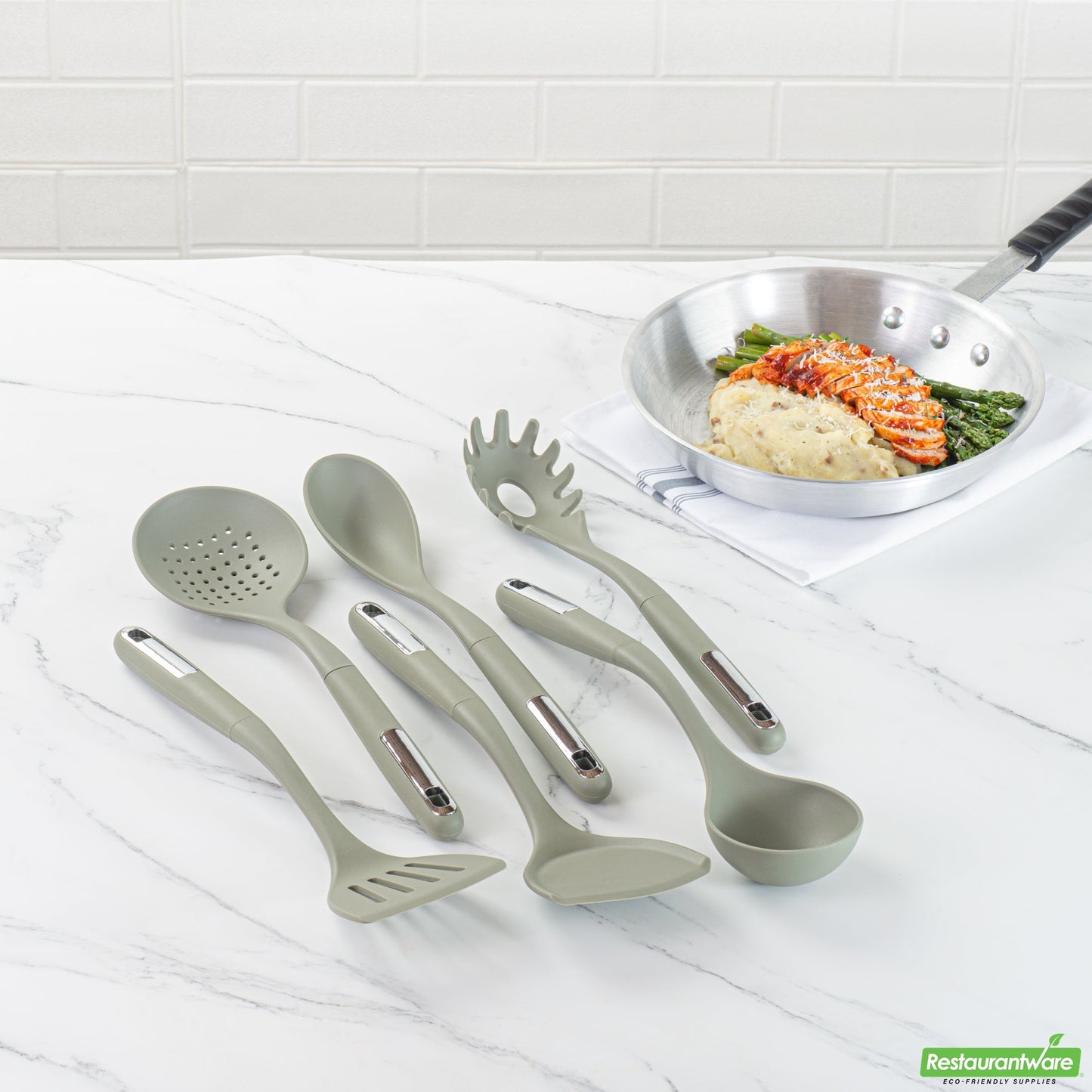 Wholesale Restaurantware Met Lux Green Silicone Cooking Utensil Set - 6-Piece- Bulk
