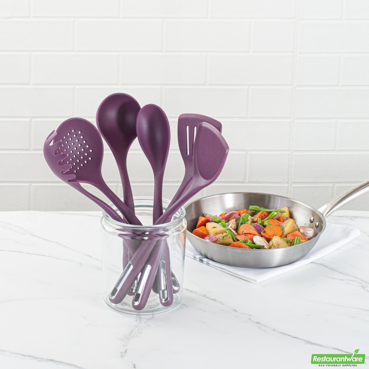 Wholesale Restaurantware Met Lux Purple Silicone Cooking Utensil Set - 6-Piece- Bulk