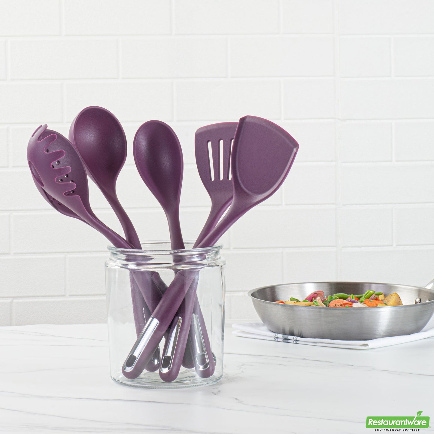 Wholesale Restaurantware Met Lux Purple Silicone Cooking Utensil Set - 6-Piece- Bulk
